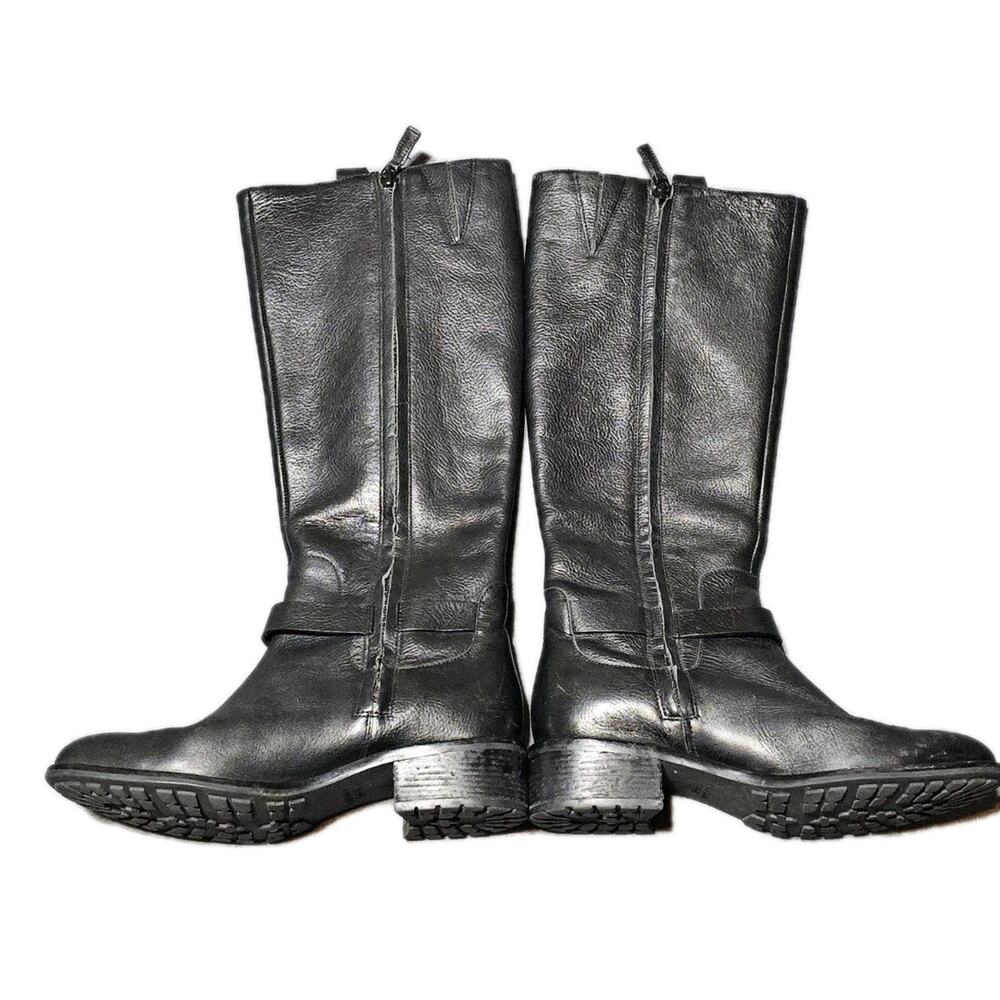 Cole Haan Boots Women 6 Black Leather Riding Equestrian Knee High Zip - Picture 6 of 10